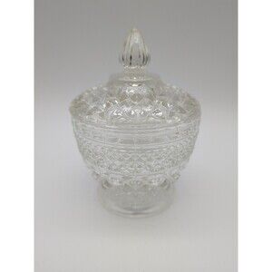 Vintage Anchor Hocking Wexford Footed Sugar Bowl with Lid
